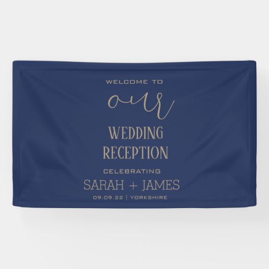 Custom Elegant Marine bruiloft receptie Welkom Spandoek (Horizontaal)