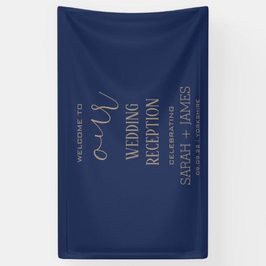 Custom Elegant Marine bruiloft receptie Welkom Spandoek (Verticaal)