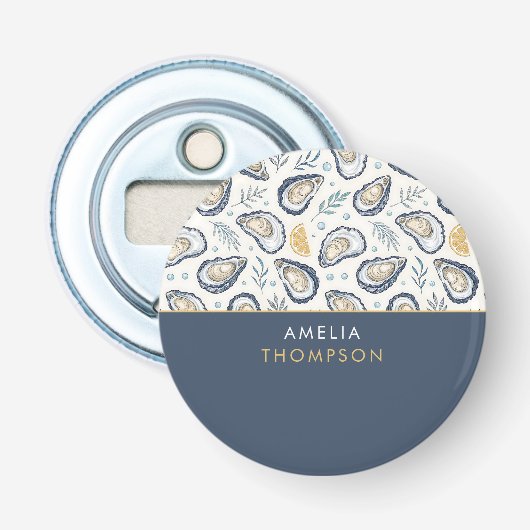 Custom Elegant Marine Oysters Button Flesopener (Voorkant)