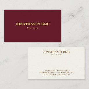Custom Elegant Maroon Red Luxury Professional Visitekaartje