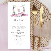 Custom Elegant Mauve Dusty Paarse Monogram bruilof Menu