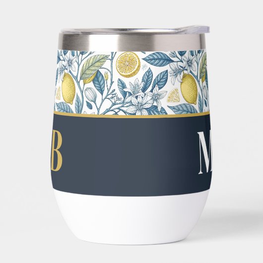 Custom Elegant Mediterranean Lemon Botanical Navy (Links)