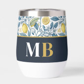 Custom Elegant Mediterranean Lemon Botanical Navy (Achterkant)