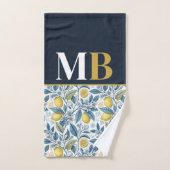 Custom Elegant Mediterranean Lemon Botanical Navy Bad Handdoek (Handdoek)