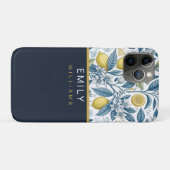 Custom Elegant Mediterranean Lemon Botanical Navy Case-Mate iPhone Case (Achterkant (horizontaal))
