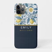 Custom Elegant Mediterranean Lemon Botanical Navy Case-Mate iPhone Case (Achterkant)