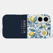 Custom Elegant Mediterranean Lemon Botanical Navy Case-Mate iPhone Case (Achterkant (horizontaal))