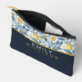 Custom Elegant Mediterranean Lemon Botanical Navy Etui (Open)