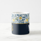 Custom Elegant Mediterranean Lemon Botanical Navy Koffiemok (Center)