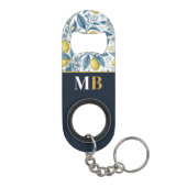 Custom Elegant Mediterranean Lemon Botanical Navy Mini Flessenopener (Achterkant)