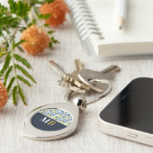 Custom Elegant Mediterranean Lemon Botanical Navy Sleutelhanger (Zijkant)