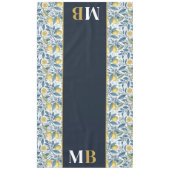 Custom Elegant Mediterranean Lemon Botanical Navy Tafelkleed (Voorkant)