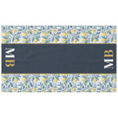Custom Elegant Mediterranean Lemon Botanical Navy Tafelkleed (Voorkant (Horizontaal))