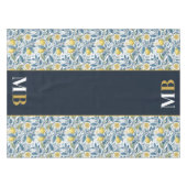 Custom Elegant Mediterranean Lemon Botanical Navy Tafelkleed (Voorkant (Horizontaal))