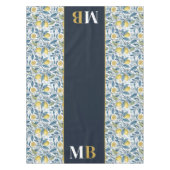 Custom Elegant Mediterranean Lemon Botanical Navy Tafelkleed (Voorkant)
