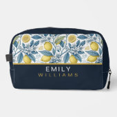 Custom Elegant Mediterranean Lemon Botanical Navy Toilettasje (Voorkant)