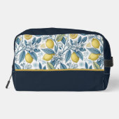 Custom Elegant Mediterranean Lemon Botanical Navy Toilettasje (Achterkant)