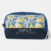 Custom Elegant Mediterranean Lemon Botanical Navy Toilettasje (Voorkant)