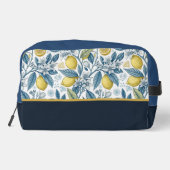Custom Elegant Mediterranean Lemon Botanical Navy Toilettasje (Achterkant)
