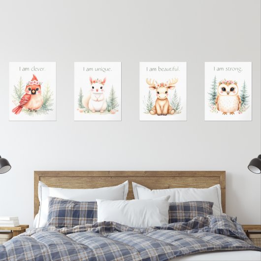 Custom Elegant Meisje Woodland Nursery Affirmatie Muurkunst Sets (Slaapkamer)