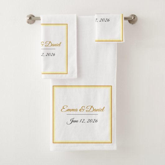 Custom Elegant Minimalist Wedding Names & Date  Bad Handdoek (Insitu)