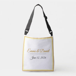 Custom Elegant Minimalist Wedding Names & Date  Crossbody Tas