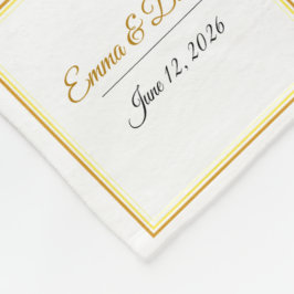 Custom Elegant Minimalist Wedding Names & Date  Fleece Deken