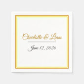 Custom Elegant Minimalist Wedding Names & Date  Servet (Voorkant)