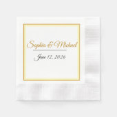 Custom Elegant Minimalist Wedding Names & Date  Servet (Voorkant)