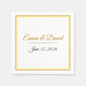 Custom Elegant Minimalist Wedding Names & Date  Servet (Voorkant)
