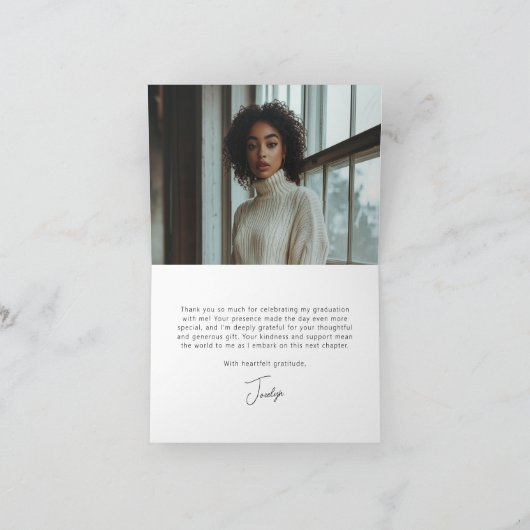 Custom Elegant Modern Afstuderen Dank u kaarten (Binnen)