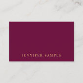 Custom Elegant Modern Burgundy Red Gold Text Visitekaartje (Voorkant)