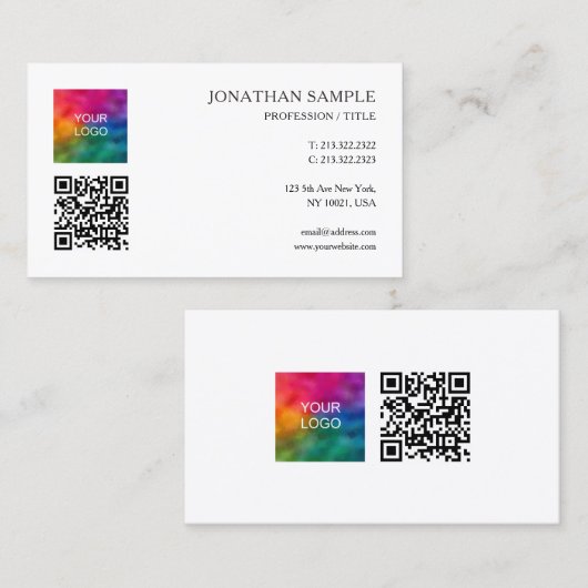 Custom Elegant Modern Clean Sjabloon Schattige Gla Visitekaartje (Voorkant / Achterkant)