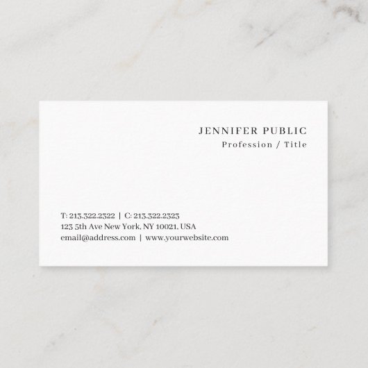 Custom Elegant Modern Eenvoudig Ontwerp Sjabloon S Visitekaartje (Achterkant)