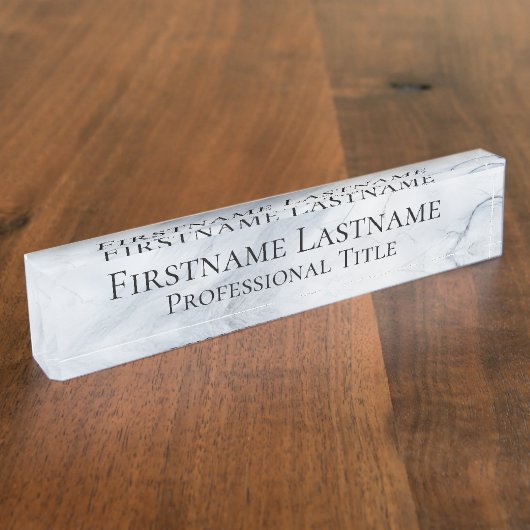 Custom Elegant Modern Marmer Acryl Naambordje (Zijkant)