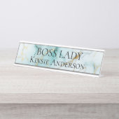 Custom Elegant Modern Marmer BOSS LADY Bureau Naambordje (Voorkant)