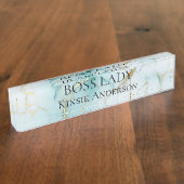 Custom Elegant Modern Marmer BOSS LADY Naambordje (Zijkant)