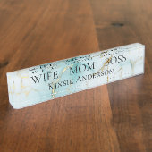 Custom Elegant Modern Marmeren VROUW MOM BOSS Naambordje (Zijkant)
