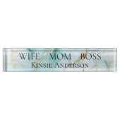 Custom Elegant Modern Marmeren VROUW MOM BOSS Naambordje (Voorkant)