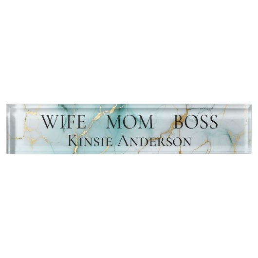 Custom Elegant Modern Marmeren VROUW MOM BOSS Naambordje (Voorkant)