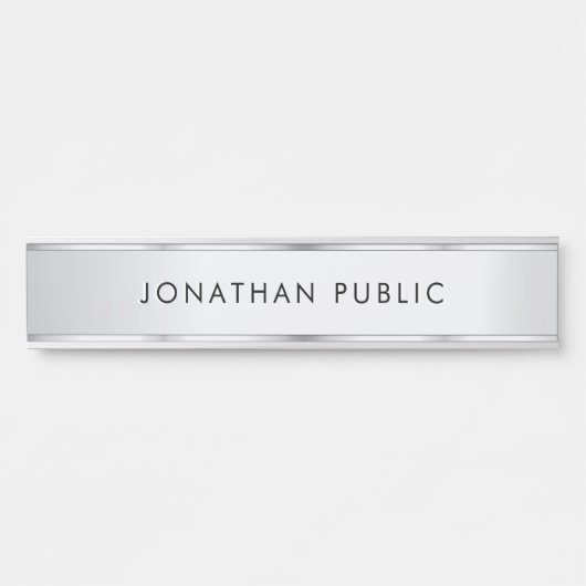 Custom Elegant Modern Minimalist Template Silver Deurbordje (Voorkant)