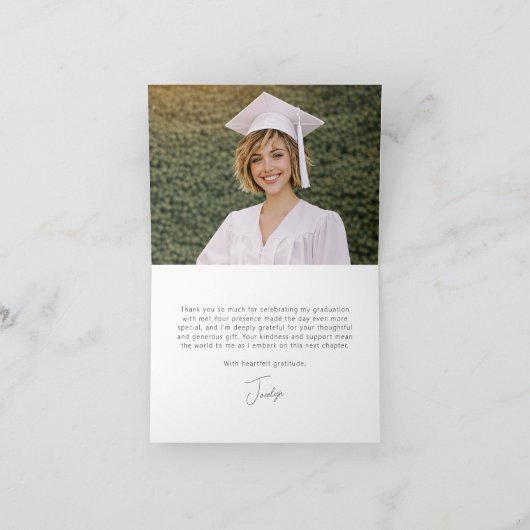 Custom Elegant Modern Photo Graduation  Bedankkaart (Binnen)