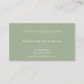 Custom Elegant Modern Sage Green Photo Template  Visitekaartje (Achterkant)