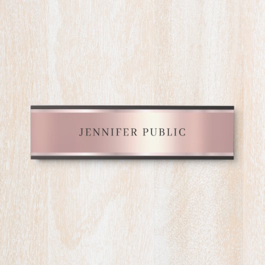 Custom Elegant Modern Template Luxury Rose Gold Deurbordje (Voorkant)