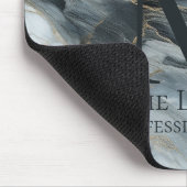 Custom Elegant Monogram Blauw Grijs Zwart Marmer Muismat (Hoek)