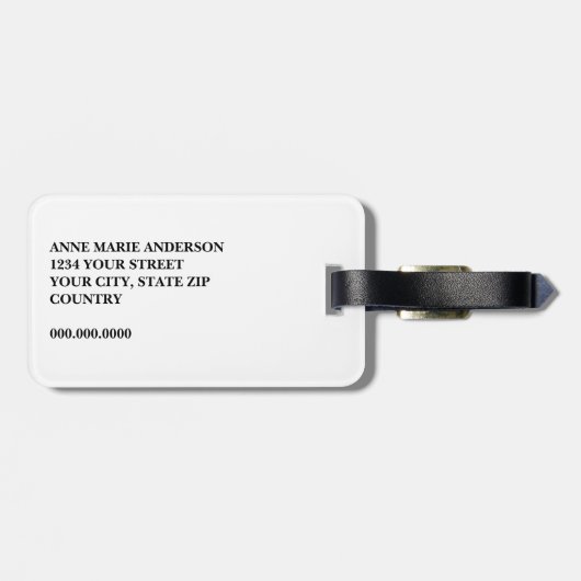 Custom Elegant Monogram Crest Bagagelabel (Achterkant horizontaal)