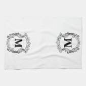 Custom Elegant Monogram Crest Theedoek (Horizontaal)