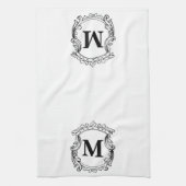 Custom Elegant Monogram Crest Theedoek (Verticaal)