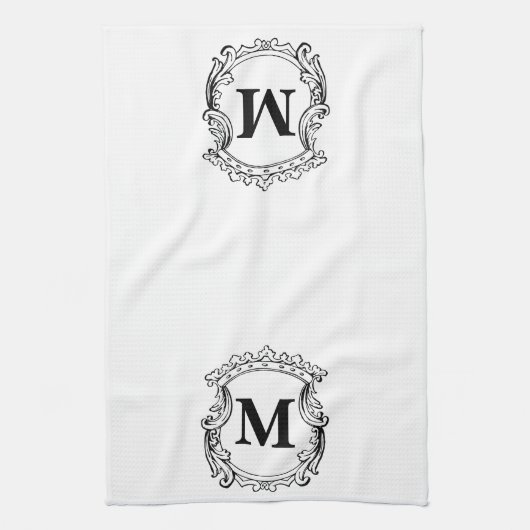 Custom Elegant Monogram Crest Theedoek (Verticaal)
