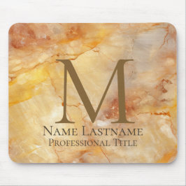 Custom Elegant Monogram Goud Brons Roze Marmer Muismat